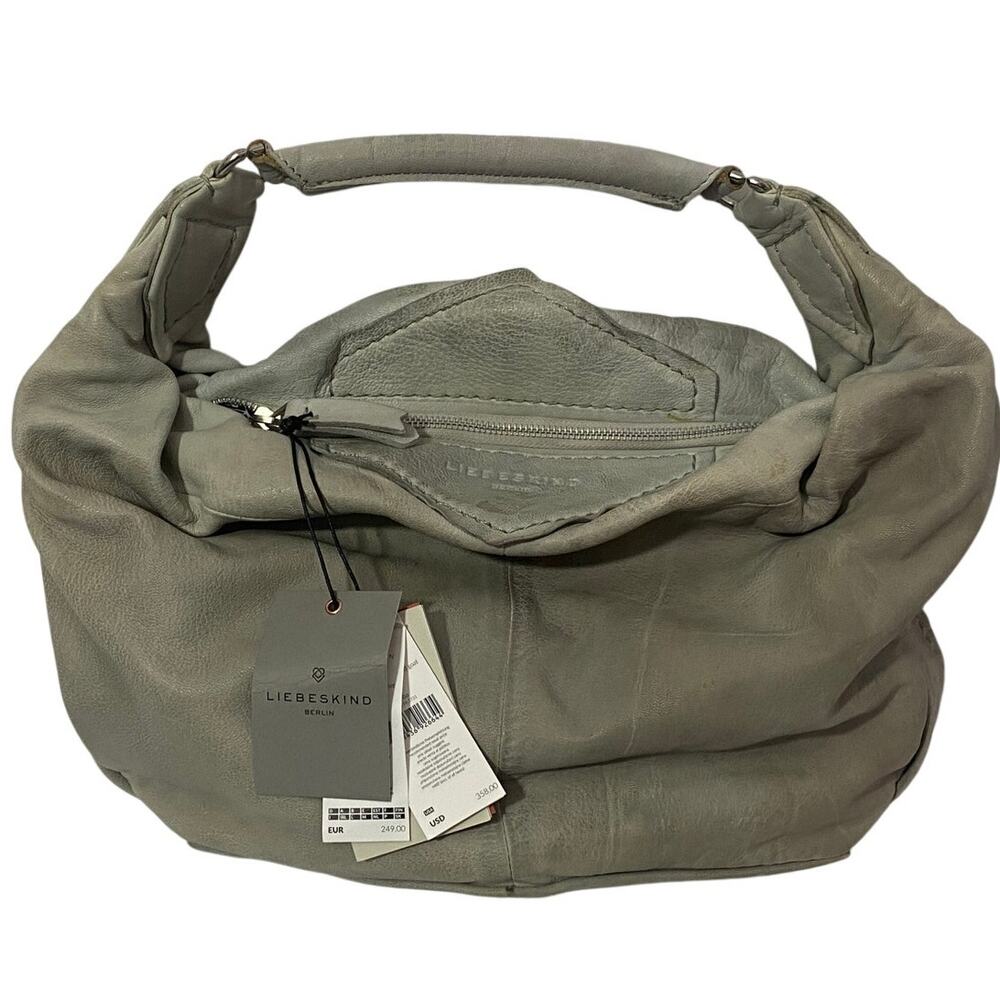 NEW LIEBESKIND BERLIN Gray Leather Hobo Bag MSRP $358